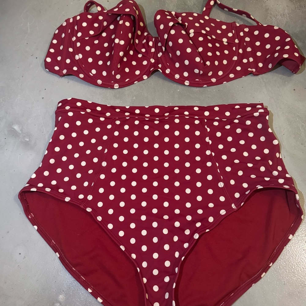 Adore Me Red and White Polka Dot Bikini